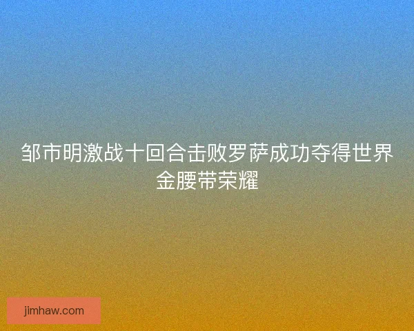 邹市明激战十回合击败罗萨成功夺得世界金腰带荣耀